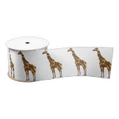 Ruban En Satin Giraffe Brown et jaune Silhouette (Bobine)