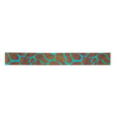 Ruban En Satin Giraffe Impression Brown et Turquoise (Devant)