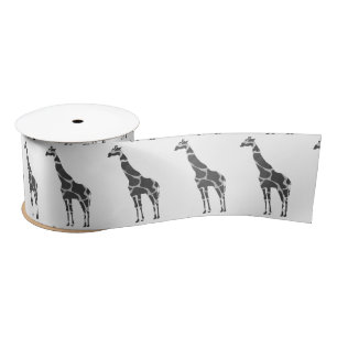 Ruban En Satin Giraffe Silhoutte noir et gris