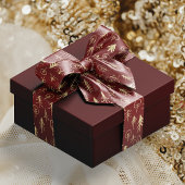 Ruban En Satin Gold Foil Red Winter Scenes Snow Satin Ribbon