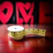 Ruban En Satin Gold Grey Black Coeurs Brown