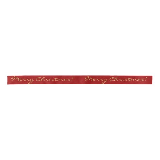 Ruban En Satin Gold Joyeux Noël Script Calliage sur rouge (Devant)
