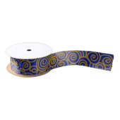 Ruban En Satin Golden Chinese Auspicious Clouds Motif sur Indigo (Bobine)