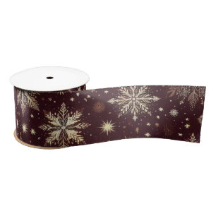 Ruban En Satin Golden Frost : Festive Snowflake Wonderland