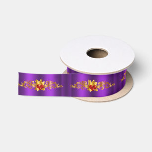 Ruban En Satin Golden Holly à Noël violet