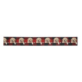 Ruban En Satin Golden Retriever on Buffalo Plaid Satin Ribbon (Devant)