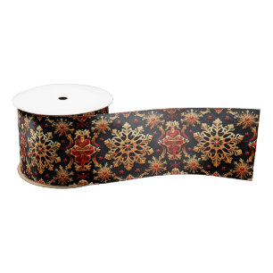 Ruban En Satin Golden Snowflakes Élégantes vacances d'hiver Desig