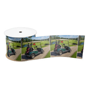 Ruban En Satin Golfeur bonhomme allumette dans un chariot de golf