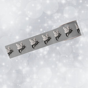 Ruban En Satin Goth Épouvantable noir Blanc Abeille Crâne Ailes G