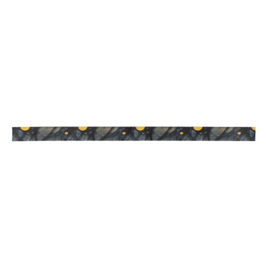 Ruban En Satin Gothique foncé Sentiment noir et jaune (Devant)