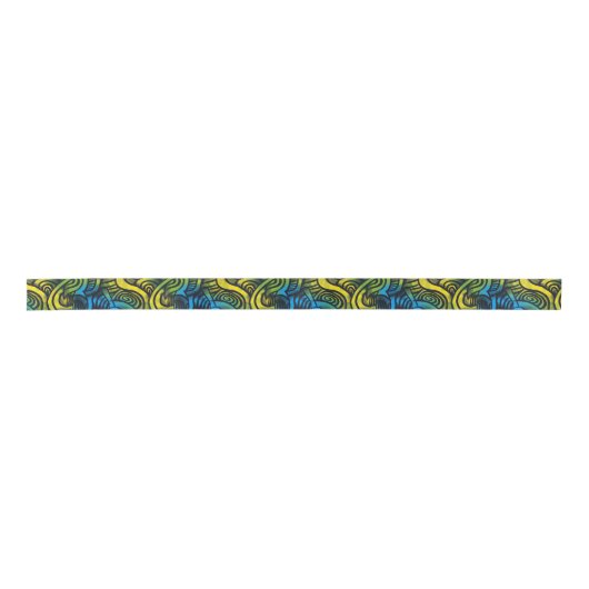 Ruban En Satin Gothique Sombre Sentiment Bleu Vert Jaune (Devant)
