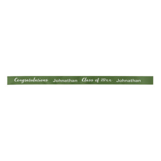 Ruban En Satin Graduation Graduate Name Green and White Script