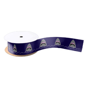 Ruban En Satin Grand requin blanc à motif marine gâteau bleu mari