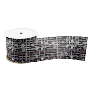 Ruban En Satin Graphique Fluffy Tissé Burlap Gris