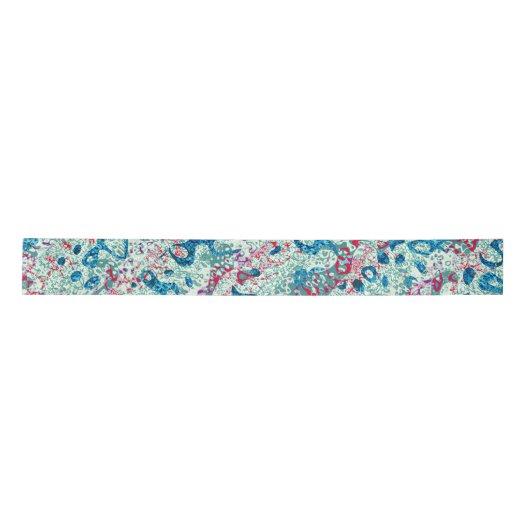 Ruban En Satin Graphique Turquoise en rouge bleu à points (Devant)