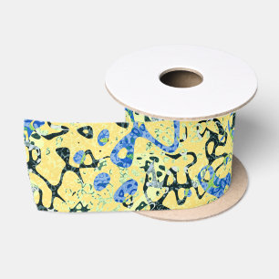 Ruban En Satin Graphisme bleu jaune noir pointé Abstraction
