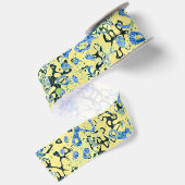 Ruban En Satin Graphisme bleu jaune noir pointé Abstraction (Dos)