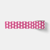 Ruban En Satin Gras clair rose et blanc Funky Retro (Devant)