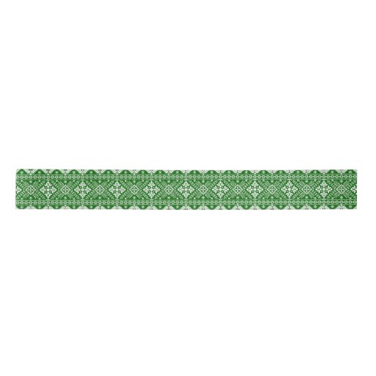 Ruban En Satin Green and White Christmas Fair Isle Motif (Devant)
