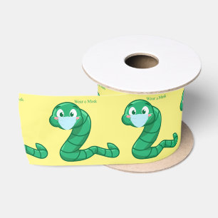 Ruban En Satin Green Kawaii Worm Thunder_Cove