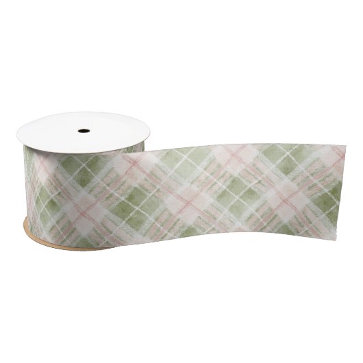 Ruban En Satin Green Pink Plaid Stripes Birthday (Bobine)