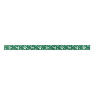 Ruban En Satin Green White Snowflakes vacances Noël