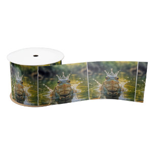 Ruban En Satin Grenouille portant une couronne d'eau