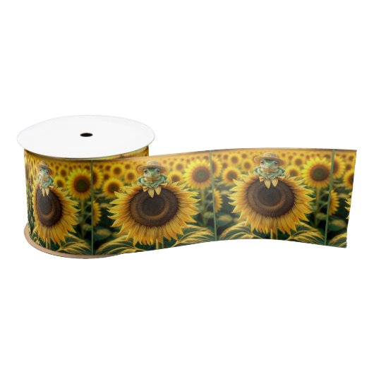 Ruban En Satin Grenouille sur un tournesol jaune (Bobine)