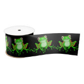 Ruban En Satin Grenouilles vertes en noir (Bobine)
