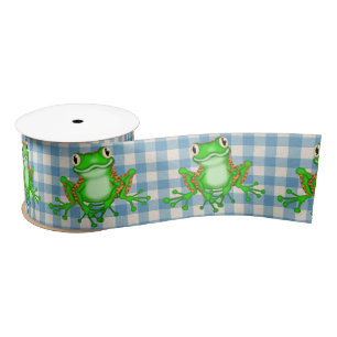 Ruban En Satin Grenouilles vertes sur En vichy