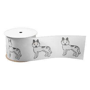 Ruban En Satin Gris Piebald Sibérie Husky Cute Dessin Cartographi