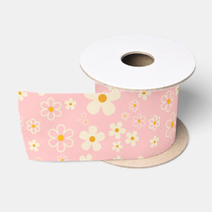 Ruban En Satin Groovy Blush Boho Daisy Motif Jardin Wrap