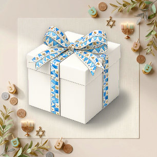 Ruban En Satin Guirlande de Hanukkah aquarelle bleue festive