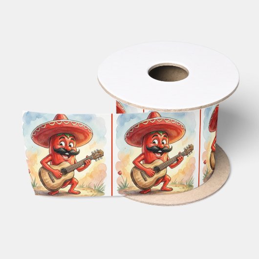 Ruban En Satin Guitariste Piment Rouge (Bobine)