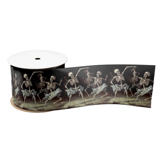 Ruban En Satin Halloween Dancing Skeletons Mariage gothique (Bobine)
