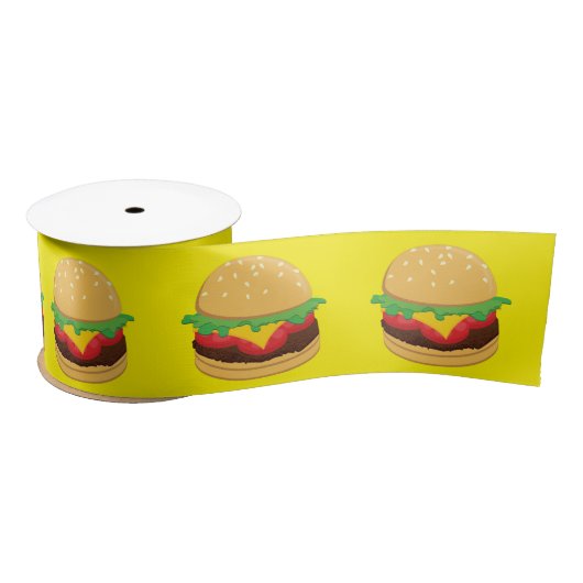 Ruban En Satin Hamburger Anniversaire Fête Burger Satin Ruban (Bobine)