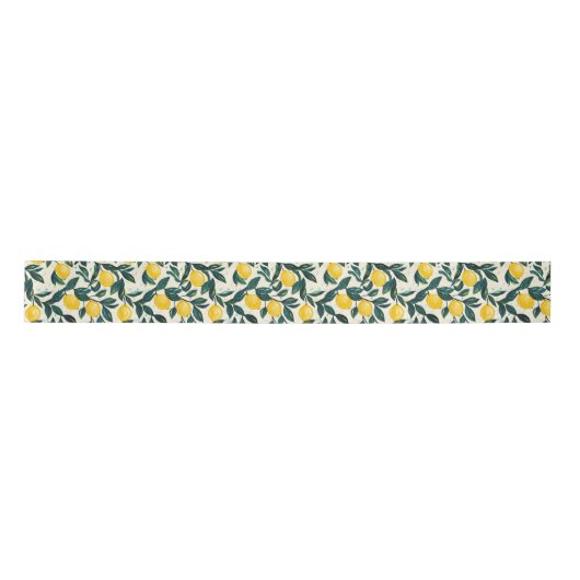Ruban En Satin Hand-painted style Bright Yellow Lemon Patterned (Devant)