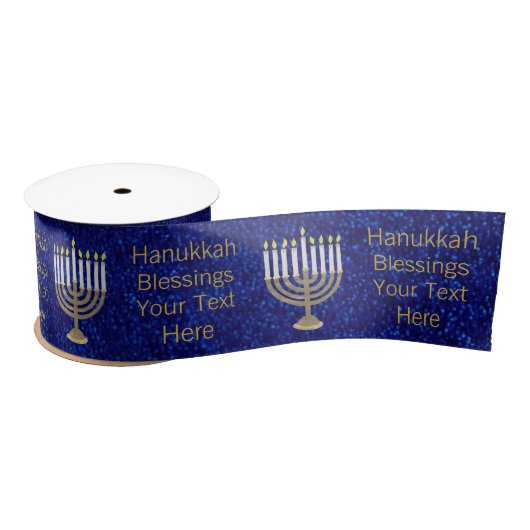 Ruban En Satin Hanoukka Gold Menorah grand Motif élégant (Bobine)