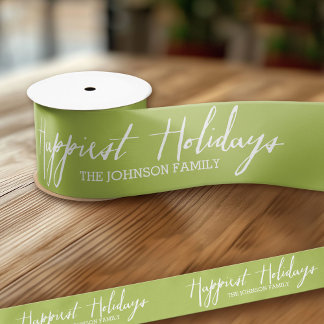 Ruban En Satin Happest Holidays Modern Full Photo - White Type