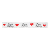 Ruban En Satin Happy Birthday Red Hearts 3 INCH (Devant)