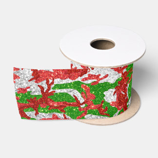 Ruban En Satin Haus De Camo Motif Silver Xmas