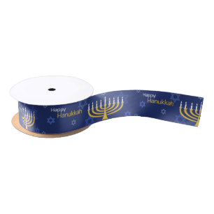 Ruban En Satin Heureux Hanoukka Menorah