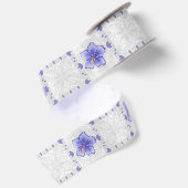 Ruban En Satin Hibiscus & dentelle BLEU (Dos)