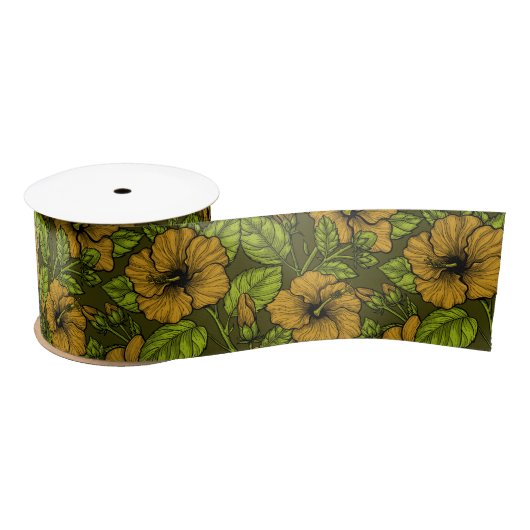 Ruban En Satin hibiscus jaune (Bobine)