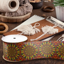 Hippie Abstraite Rouge et jaune Floral Tribal ethn