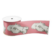 Ruban En Satin Hippo dessin sur rose (Bobine)