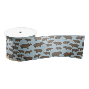 Ruban En Satin Hippopotame Hippo Motif