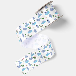 Ruban En Satin Hippopotame Mignon Motif Hippopotame