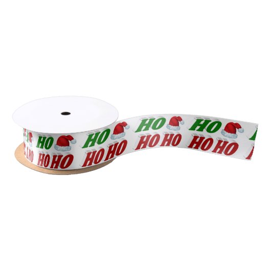 Ruban En Satin Ho Ho Ho Santa Hat Noël rouge vert typographie (Bobine)