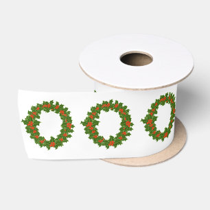 Ruban En Satin Holly Wreath Illustration Hiver Motif magique